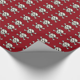 Skull - Maroon Glossy Wrapping Paper, 30 x 15 inch Cadeaupapier