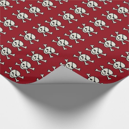 Skull - Maroon Glossy Wrapping Paper, 30 x 15 inch Cadeaupapier (Hoek)
