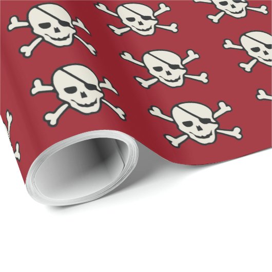 Skull - Maroon Glossy Wrapping Paper, 30 x 15 inch Cadeaupapier (Rol Hoek)