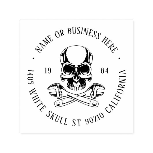  Skull Mechanic Name Return Address Zelfinktende Stempel (Design)