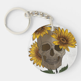 Skull Meets Sunflower Sleutelhanger