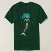 Skull Mermaid Goth Skeleton Long Sapphire Hair T-shirt (Design voorkant)