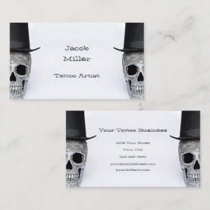 Skull met bovenste zwarte witte Tattoo Shop Visitekaartje