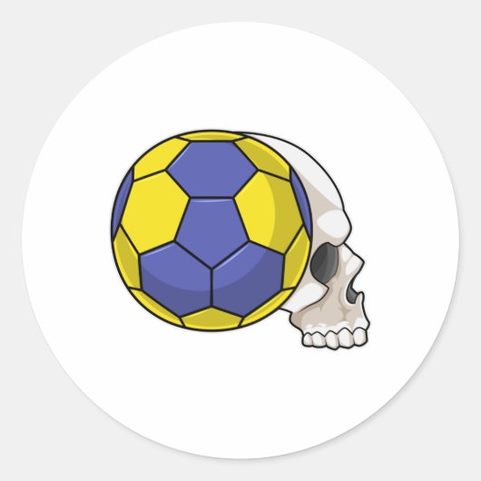 Skull met Handball Sports Ronde Sticker (Voorkant)
