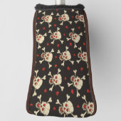 Skull met Hearts Pattern Golfheadcover (Draai 90)