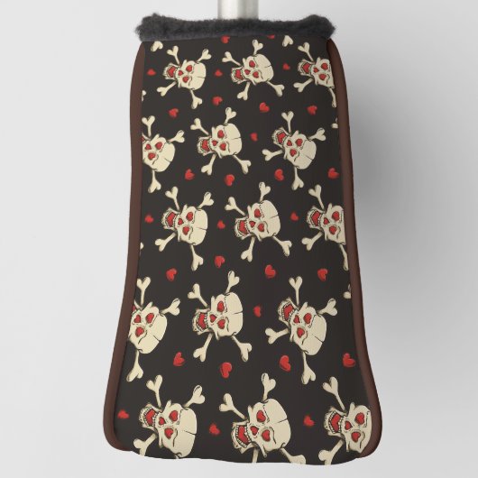 Skull met Hearts Pattern Golfheadcover (Draai 90)