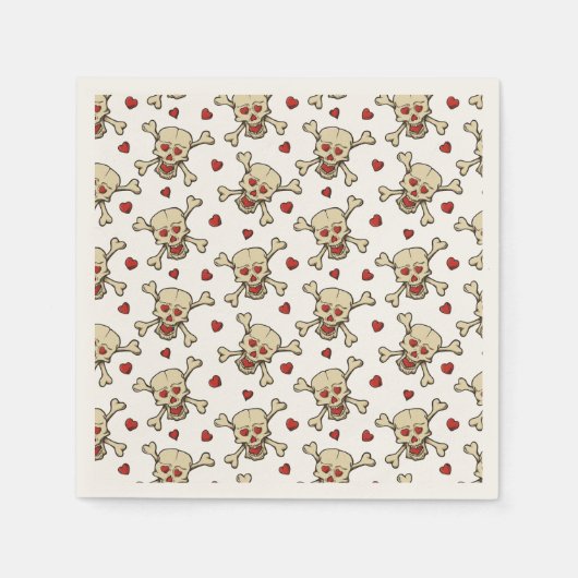 Skull met Hearts Pattern Servet (Voorkant)