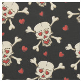 Skull met Hearts Pattern Stof (Close Up)