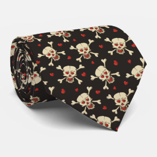 Skull met Hearts Pattern Stropdas
