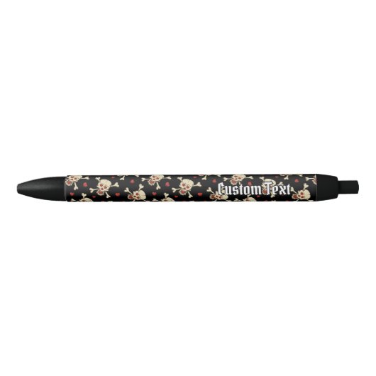 Skull met Hearts Pattern Zwarte Inkt Pen (Voorkant)