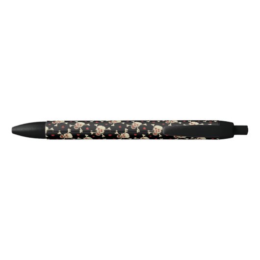 Skull met Hearts Pattern Zwarte Inkt Pen (Achterkant)