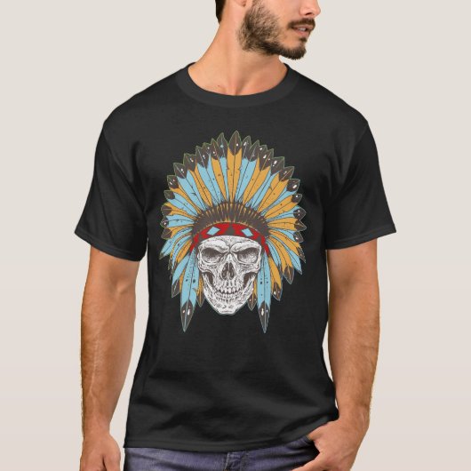 Skull met Native American Headdress Shirt (Voorkant)