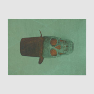 Skull met Top Hat Gothic Green Brown Vintage Tissuepapier