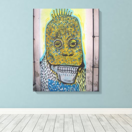 Skull Mexico Graffiti Street art. Canvas Afdruk (Insitu (Houten vloer))