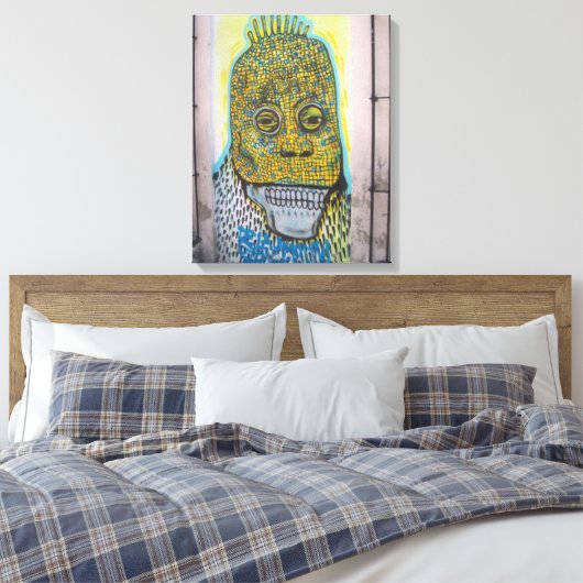 Skull Mexico Graffiti Street art. Canvas Afdruk (Insitu (Slaapkamer))