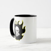 Skull Money Flame Death Biker Style Black Yellow Mok (Voorkant links)