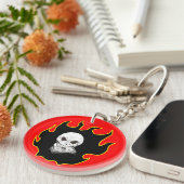Skull Money Flame Death Red Black Fire Biker Keybo Sleutelhanger (Voorkant Rechts)