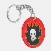 Skull Money Flame Death Red Black Fire Biker Keybo Sleutelhanger (Voorkant Links)