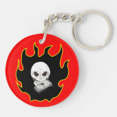 Skull Money Flame Death Red Black Fire Biker Keybo Sleutelhanger (Achterkant)