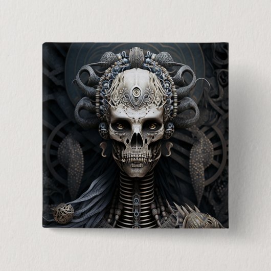 Skull Monster Skeleton Horror Button (Voorkant)