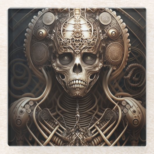 Skull Monster Skeleton Horror Glazen Onderzetter (Voorkant)