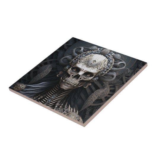 Skull Monster Skeleton Horror Magnet Ceramic Tegel Tegeltje (Zijkant)