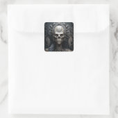 Skull Monster Skeleton Horror Square Sticker (Tas)