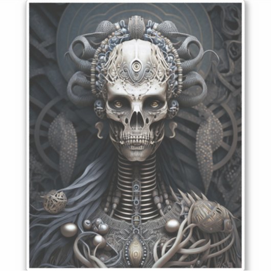 Skull Monster Skeleton Horror Sticker (Voorkant)