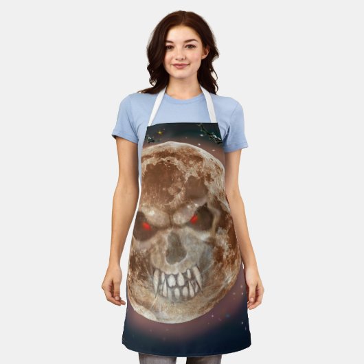 Skull Moon Halloween Apron Schort (Gedragen)