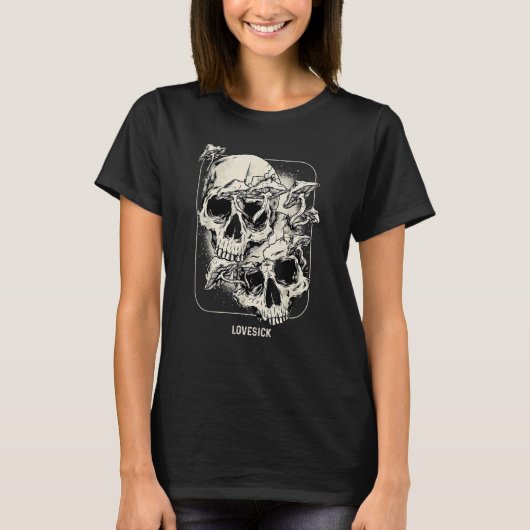 Skull Morel Mushrooms Mycologist Goth Lovesick Ske T-shirt (Voorkant)