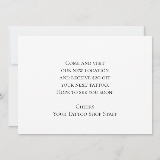 Skull Moving Cool Gothic Black White Tattoo Shop Aankondiging (Achterkant)