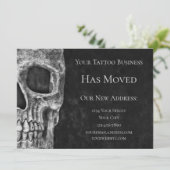 Skull Moving Cool Gothic Black White Tattoo Shop Aankondiging (Staand voorkant)