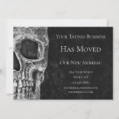 Skull Moving Cool Gothic Black White Tattoo Shop Aankondiging (Voorkant)