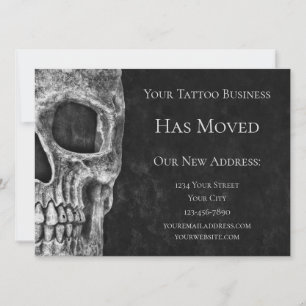 Skull Moving Cool Gothic Black White Tattoo Shop Aankondiging