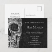 Skull Moving Gothic Black and White Tattoo Shop Uitnodiging Briefkaart (Voorkant / Achterkant)