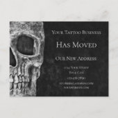 Skull Moving Gothic Black and White Tattoo Shop Uitnodiging Briefkaart (Voorkant)