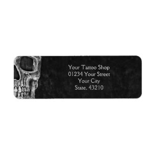 Skull Moving Gothic Cool Black White Tattoo Shop Etiket
