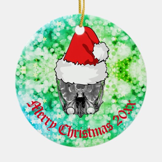 Skull MRI Santa hat "Christmas 20xx" Ceramic Orn Keramisch Ornament (Voorkant)