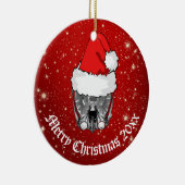 Skull MRI Santa hat "Kerstmis 20xx"   Keramisch Ornament (Rechts)