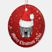 Skull MRI Santa hat "Kerstmis 20xx"   Keramisch Ornament (Links)