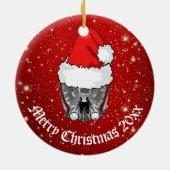 Skull MRI Santa hat "Kerstmis 20xx"   Keramisch Ornament (Achterkant)
