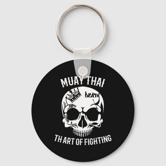 Skull Muay Thai - Nak Muay, Kickbokscadeau Sleutelhanger (Voorkant)