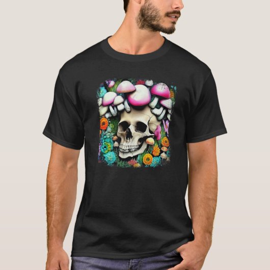 Skull Mushrooms Collector Graphic Art Pushroom Pic T-shirt (Voorkant)