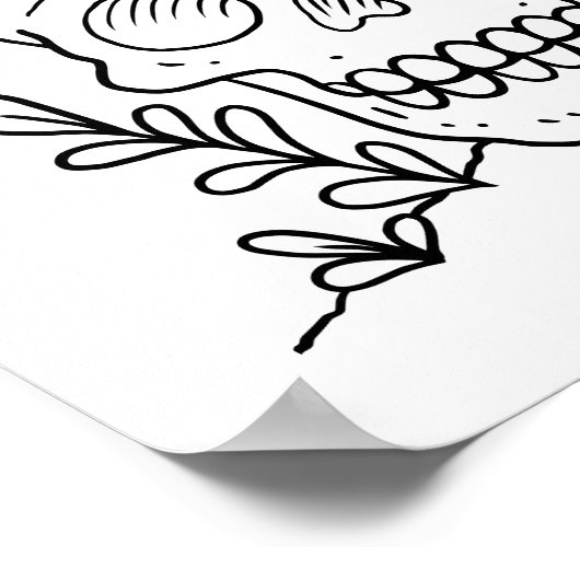 Skull & Mushrooms Poster voor volwassen kleuren (Hoek)