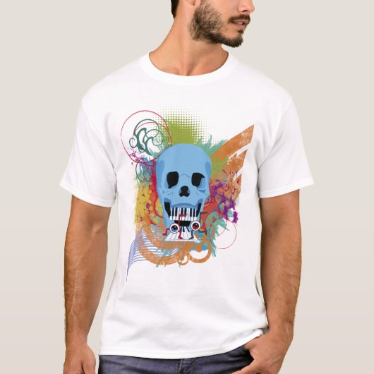 Skull Music Grunge Splatter T-shirt (Voorkant)