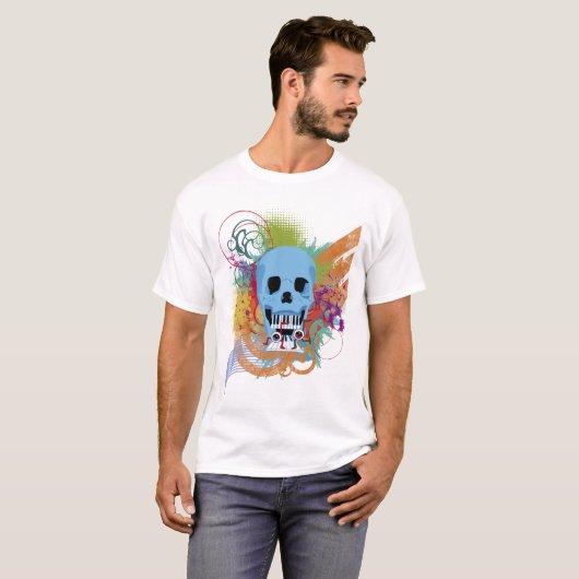 Skull Music Grunge Splatter T-shirt (Voorkant volledig)