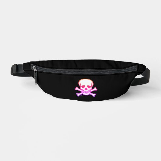 Skull n Bones white neon black fanny pack Heuptasje (Voorkant)