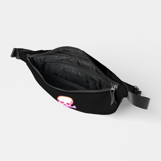 Skull n Bones white neon black fanny pack Heuptasje (Open)