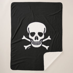 Skull n Botten Black big sherpa blanket Deken