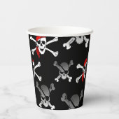 Skull n botten Black Party Pirates Paper Cups Papieren Bekers (Achterkant)